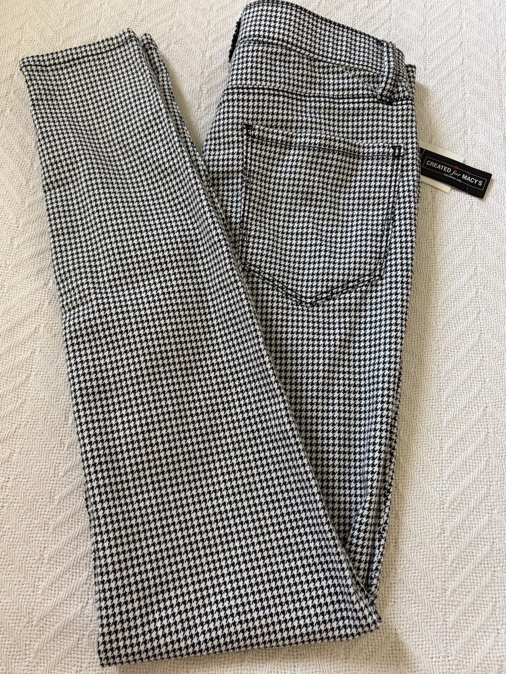 Vanilla Star Black & White Houndstooth Skinny Jumpsuit Pants